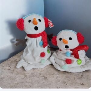 Snowman Plush Toy Set with Red and Blue Accents